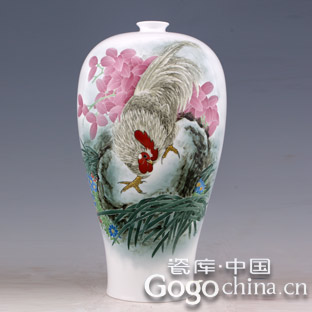 圖:大師手繪加官圖陶瓷藝術花瓶